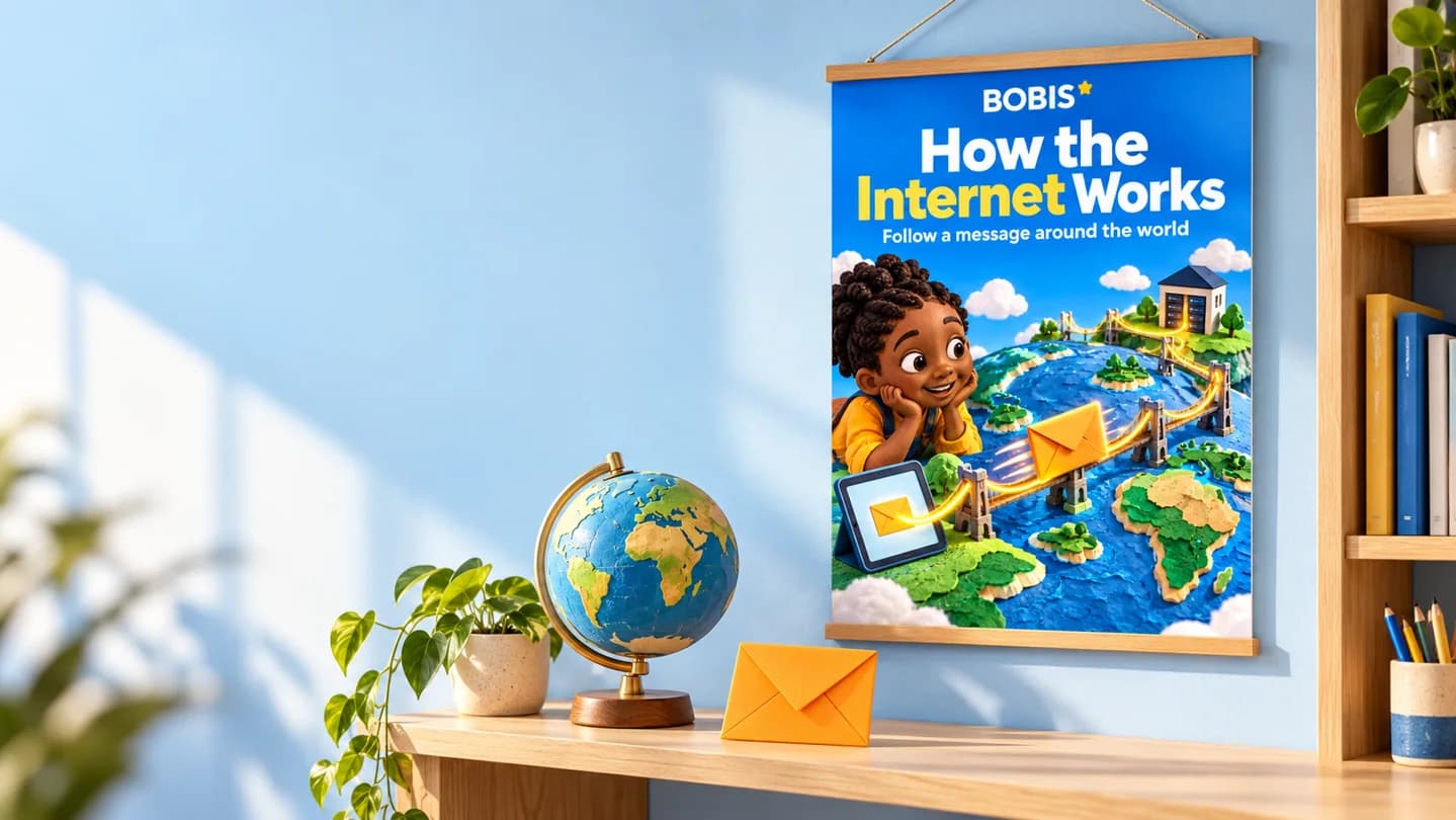 How the Internet Works cover shown as a framed display concept